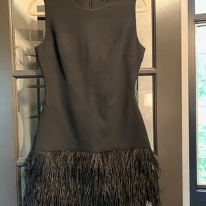 Elizabeth and James Black Dress with Feater Trim